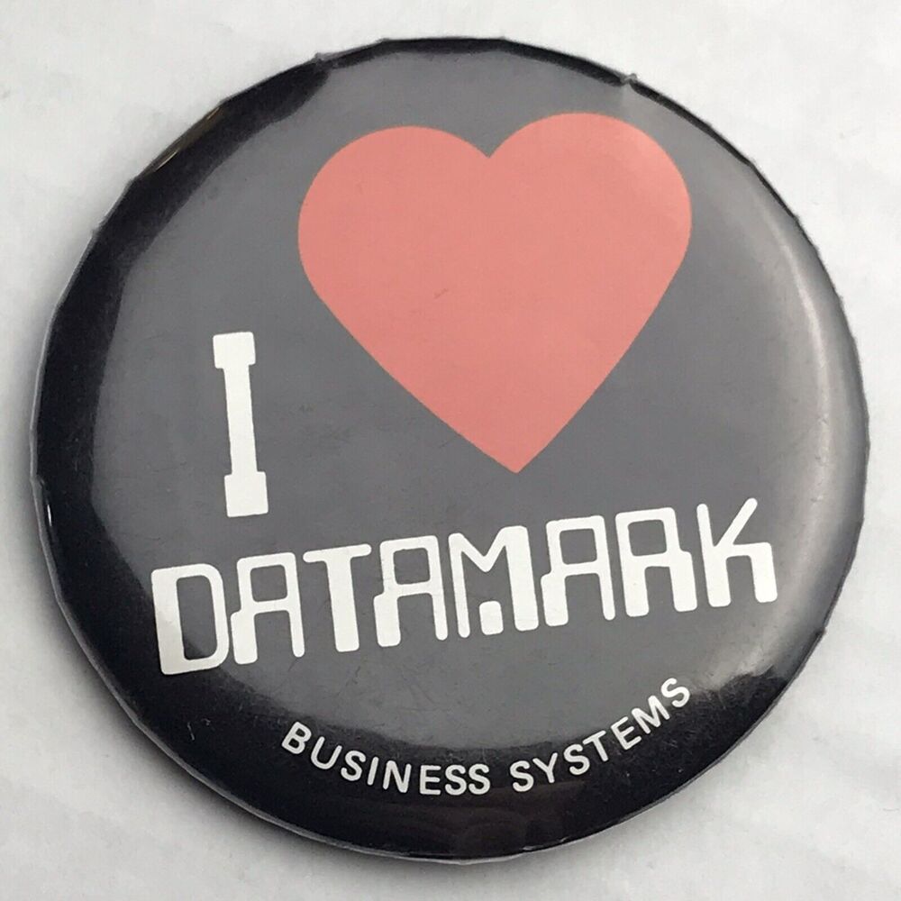 I Love Datamark Business Systems Vintage Data Center Pin Button Pinback Heart